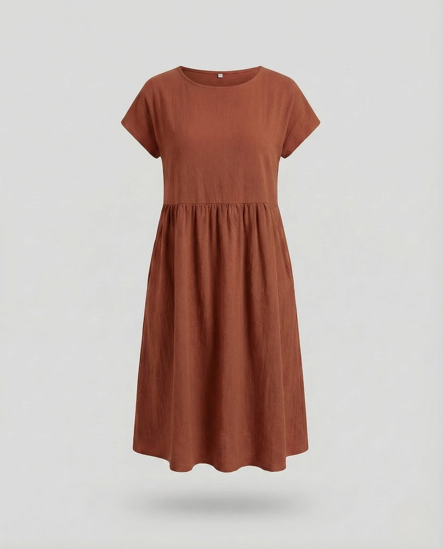 Rafaela Midi Dress with Pockets in Orange