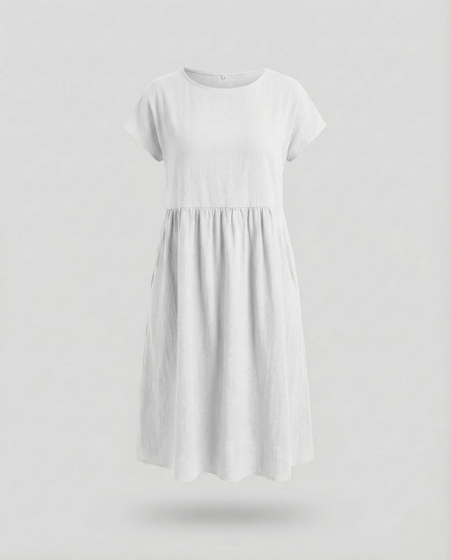 Rafaela Midi Dress with Pockets in White