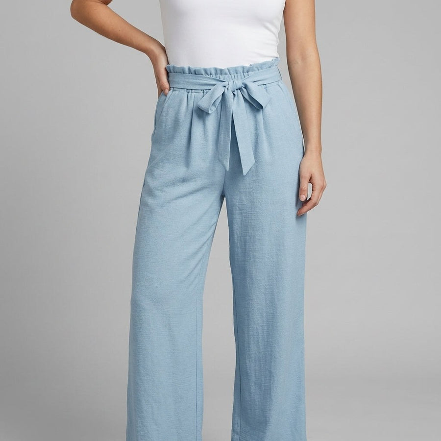 Raila Paperbag Wide-Leg Pants in Azure