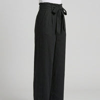 Raila Paperbag Wide-Leg Pants in Onyx