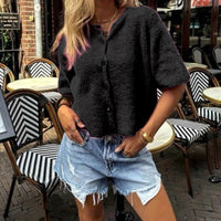 Ramona Casual Blouse with Short Sleeve in Black