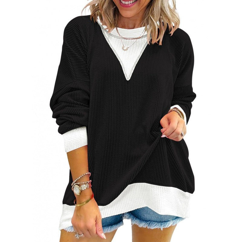 Ramona Casual Sweater with V-Neck in Black