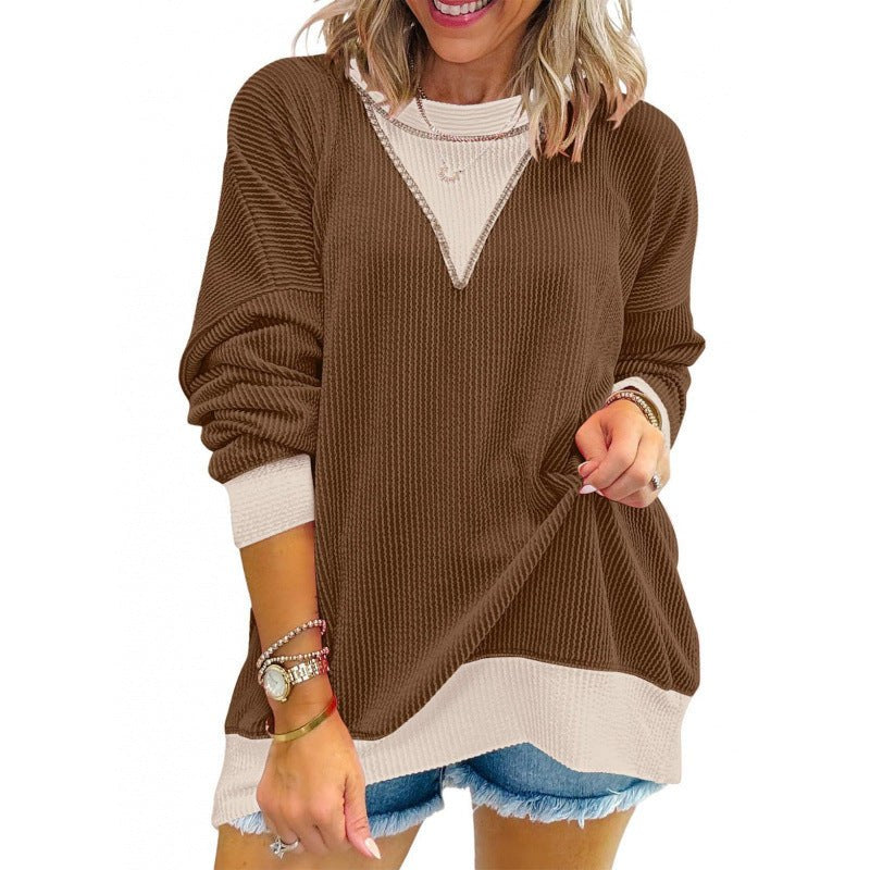 Ramona Casual Sweater with V-Neck in Brown