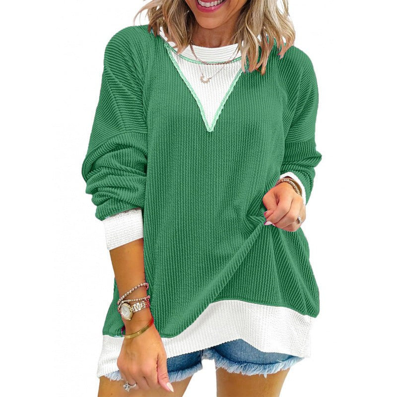 Ramona Casual Sweater with V-Neck in Green