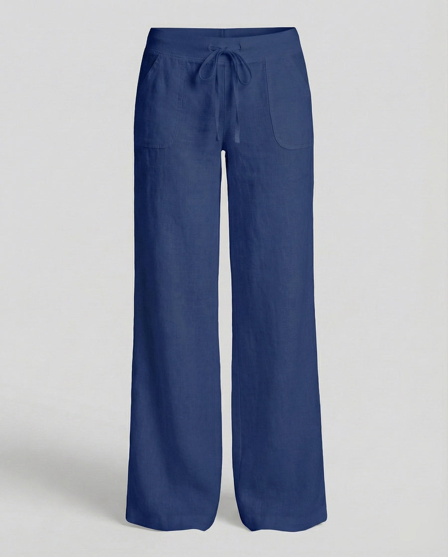 Ramona Linen Trousers with Pockets in Blue