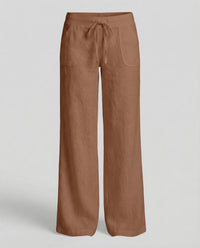 Ramona Linen Trousers with Pockets in Brown
