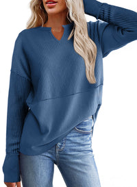 Raven Casual Sweater with V-Neck in Blue