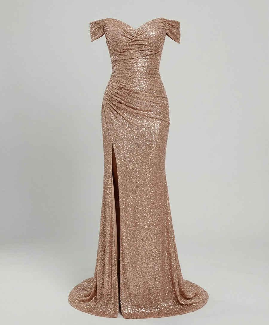 Raven Elegant Evening Dress in Champagne