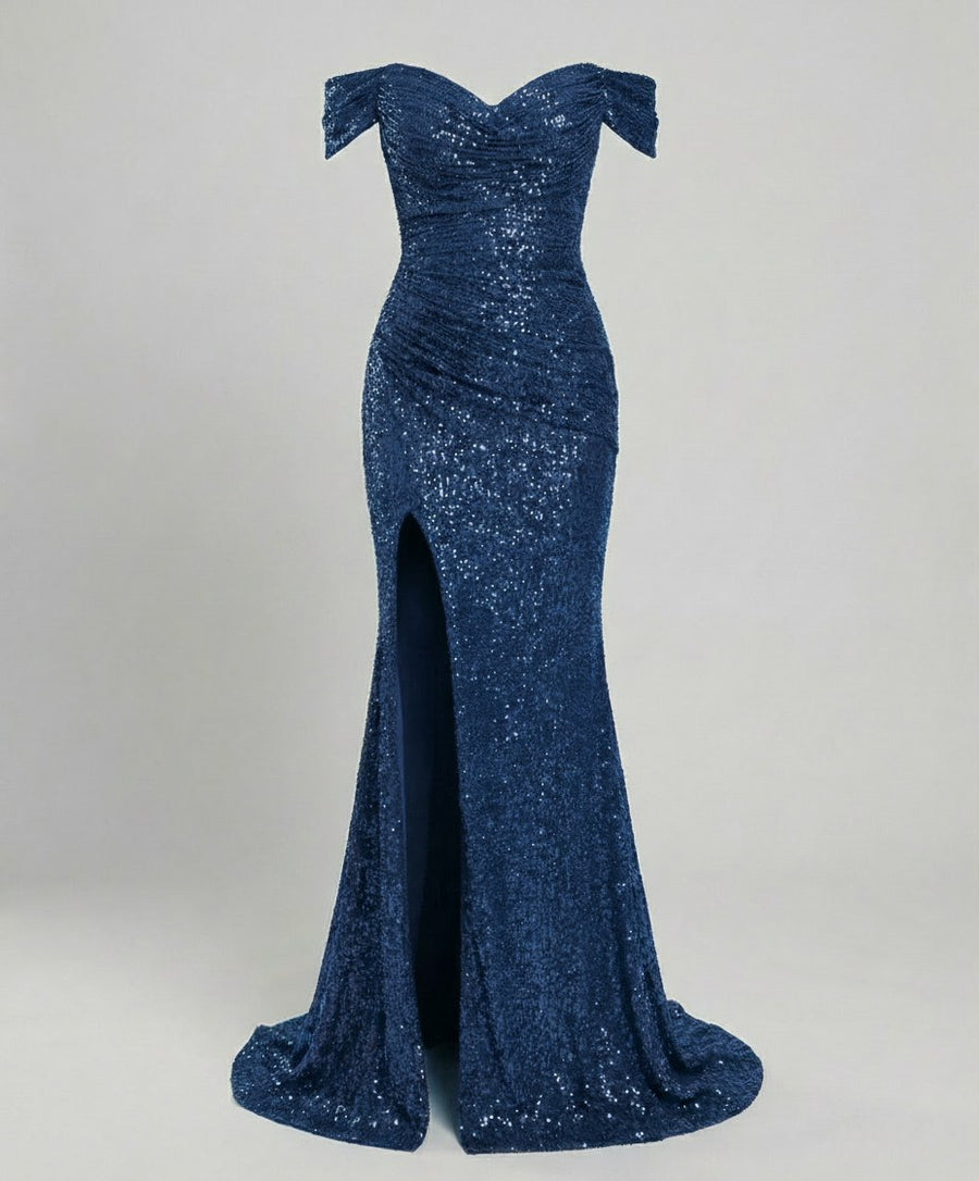 Raven Elegant Evening Dress in Pfauenblau