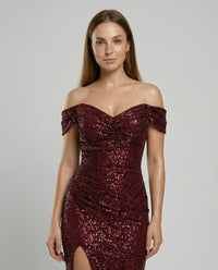 Raven Elegant Evening Dress in Wine Red