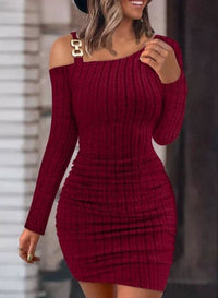 Raven Knit Dress in Wine Red