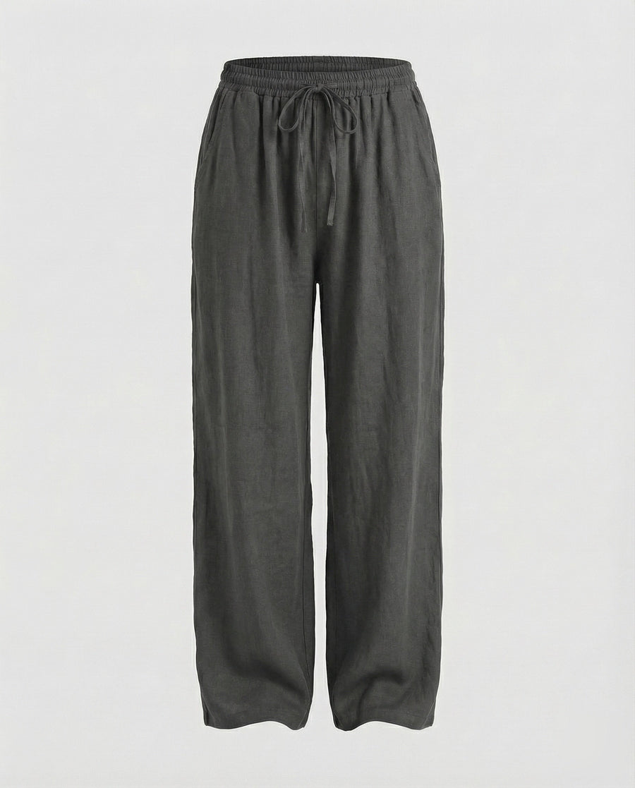 Raven Linen Trousers in Dark Grey