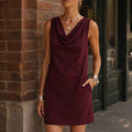 Ravenna Women's Cowl Neck Sleeveless Mini Dress