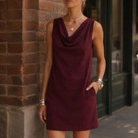Ravenna Women's Cowl Neck Sleeveless Mini Dress