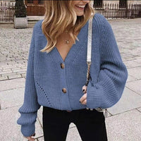 Raya Cardigan with V-Neck in Blue