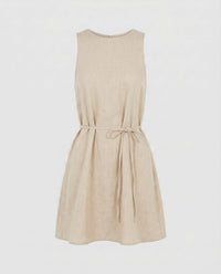 Raya Casual Dress with Belted in Linen