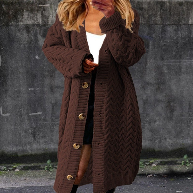 Raya Elegant Knit Coat in Caramel