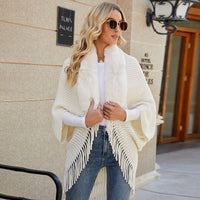 Raya Elegant Knit Poncho in Green