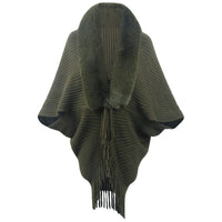 Raya Elegant Knit Poncho in Green