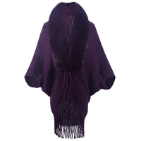 Raya Elegant Knit Poncho in Purple
