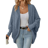 Rebecca Casual Knit Cardigan with Oversized in Blue
