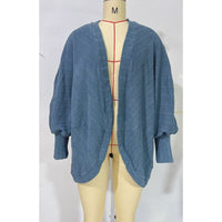 Rebecca Casual Knit Cardigan with Oversized in Khaki
