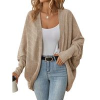 Rebecca Casual Knit Cardigan with Oversized in Khaki