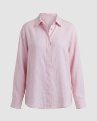 Rebecca Casual Linen Blouse in Light Pink