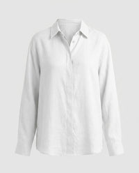 Rebecca Casual Linen Blouse in White