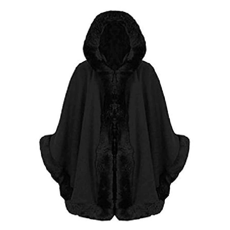Rebecca Elegant Cape with Hood in Black