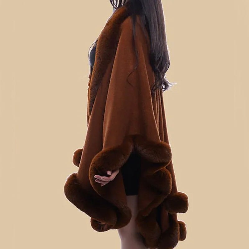 Rebecca Elegant Cape with Hood in Coffee