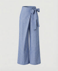 Rebecca Trousers with Pockets and Belted in Blue