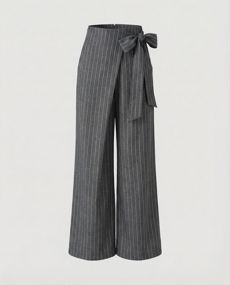 Rebecca Trousers with Pockets and Belted in Grey