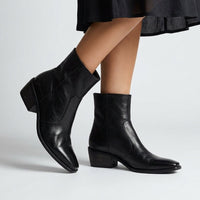 Reese Vintage Square Toe Boot in Charcoal