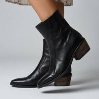 Reese Vintage Square Toe Boot in Charcoal