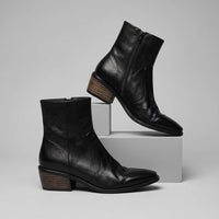 Reese Vintage Square Toe Boot in Charcoal