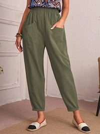 Regina Casual Trousers with Elastic Waist and Pockets in Grey