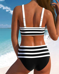Regina™ Striped High-Waisted Bikini in Black