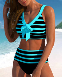 Regina™ Striped High-Waisted Bikini in Black