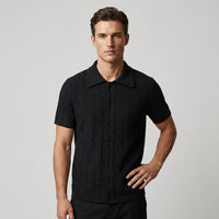 Reid Cable Texture Button-Up in Charcoal