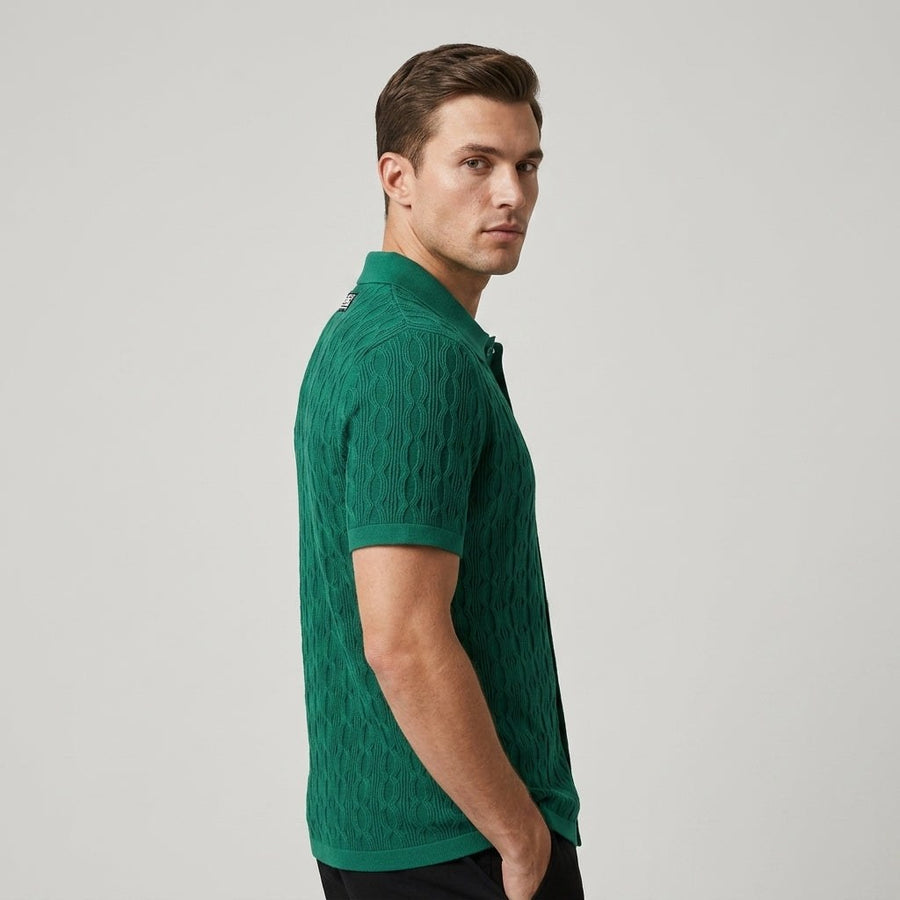 Reid Cable Texture Button-Up in Emerald
