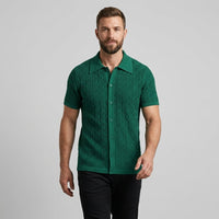 Reid Cable Texture Button-Up in Emerald