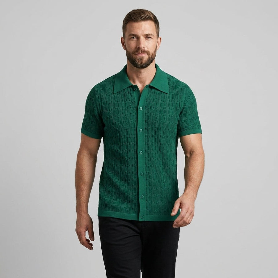 Reid Cable Texture Button-Up in Emerald