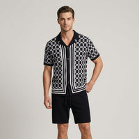 Reid Geometric Knit Two-Piece Set in Charcoal