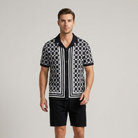 Reid Geometric Knit Two-Piece Set in Charcoal
