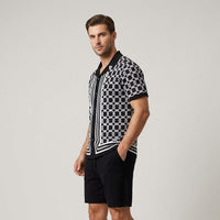 Reid Geometric Knit Two-Piece Set in Charcoal