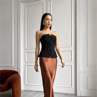 Reina Denim Top with Sleeveless and Zip Front