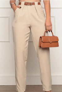 Reina Elegant Trousers with Pleated in Cream