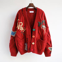 Reina Knit Cardigan in Red