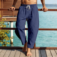 Reinier Airy Trousers with Drawstring Waist and Side Split in Blue